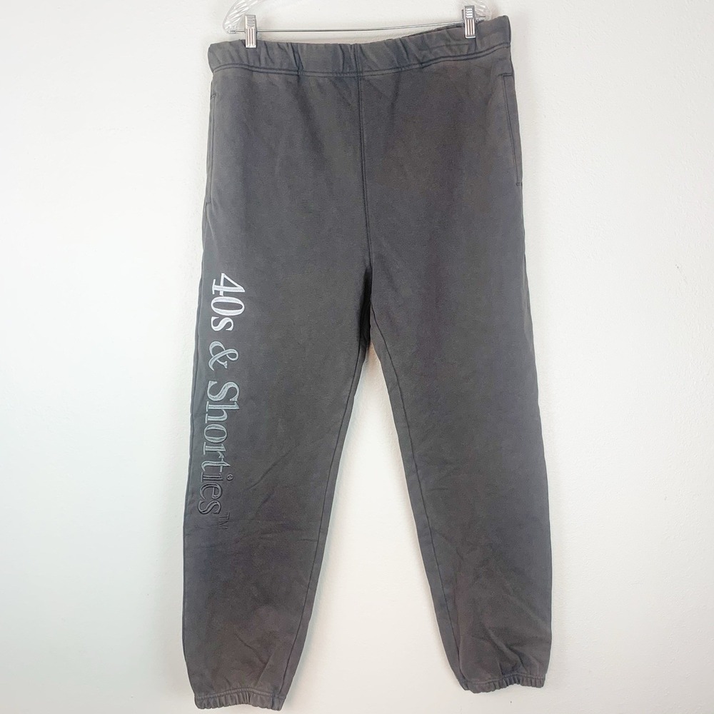 40s and Shorties Pants Mens XXL Sweatpants Thick Spellout Logo Gray Faded‎ Gray